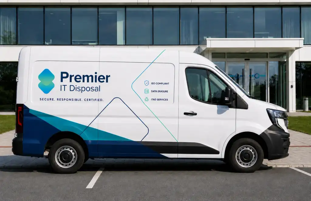 Premier IT Disposal collection van on site at a UK business park