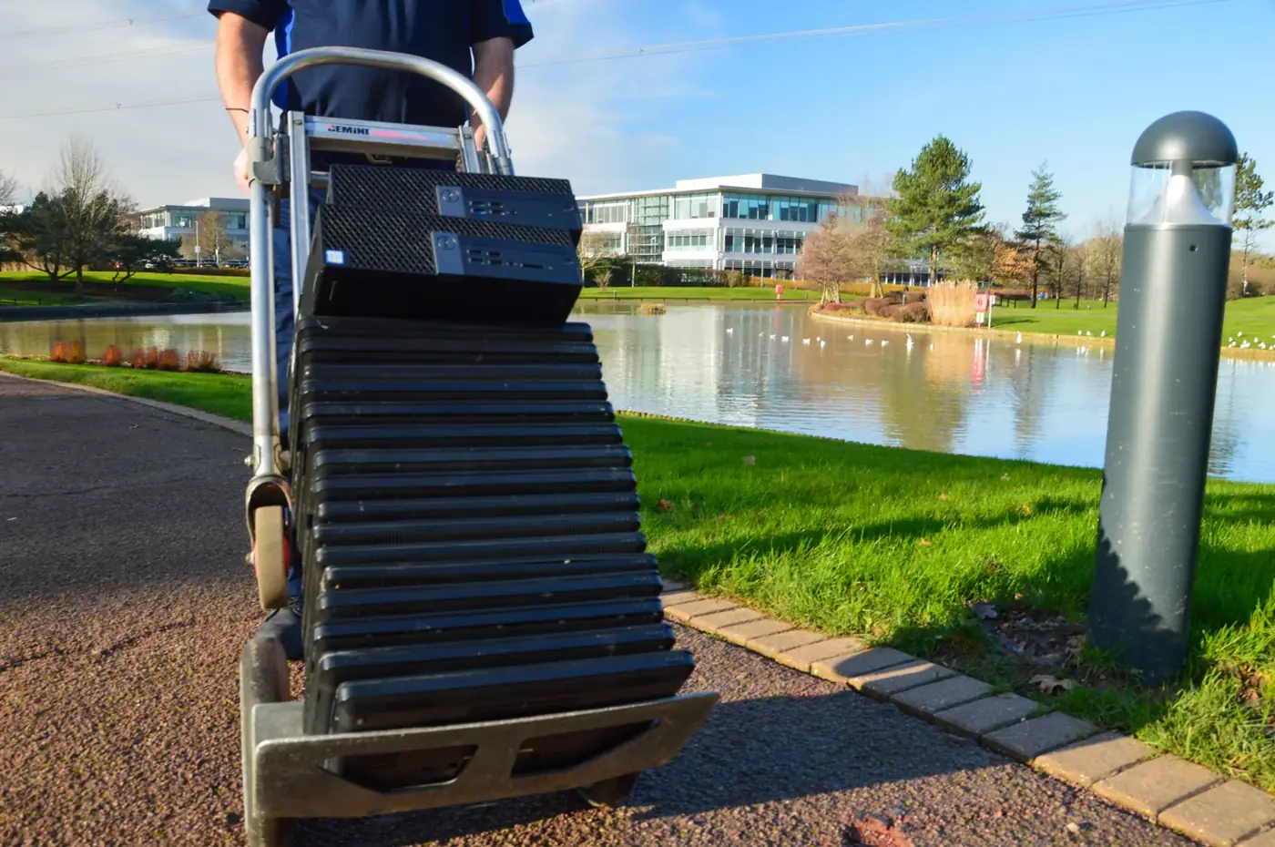 Laptops being collected from office building